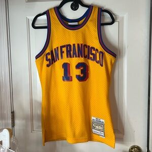Men's Mitchell & Ness Wilt Chamberlain Gold San Francisco Warriors Jersey small